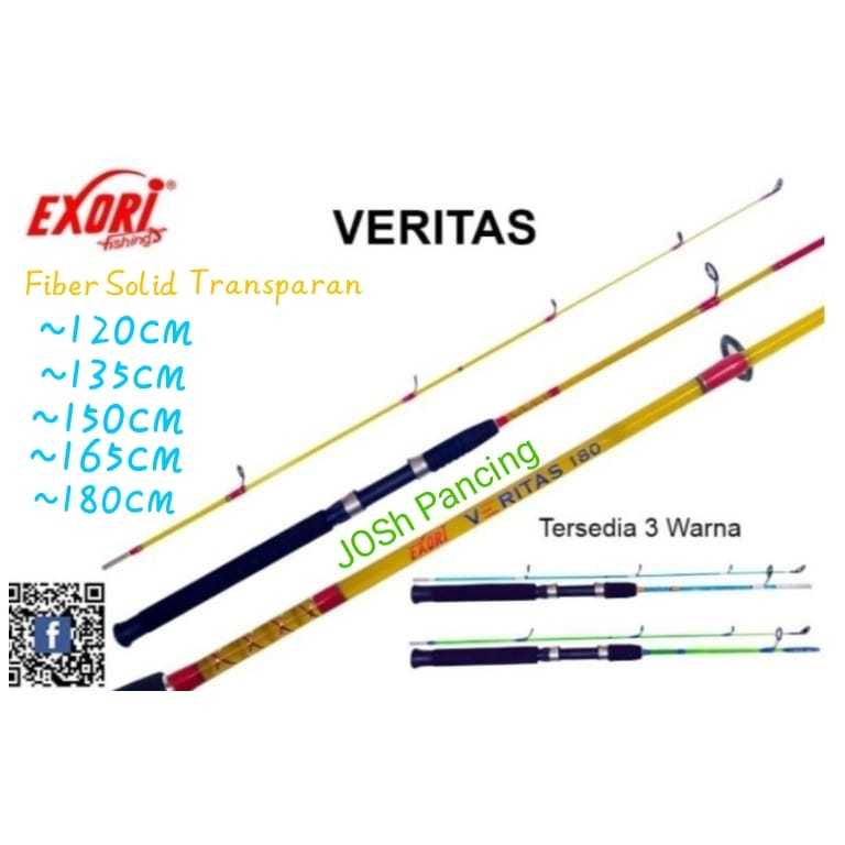 Joran pancing exori Veritas 120 135 150 165 180 fiber solid transparan lentur kuat FREE PIPA