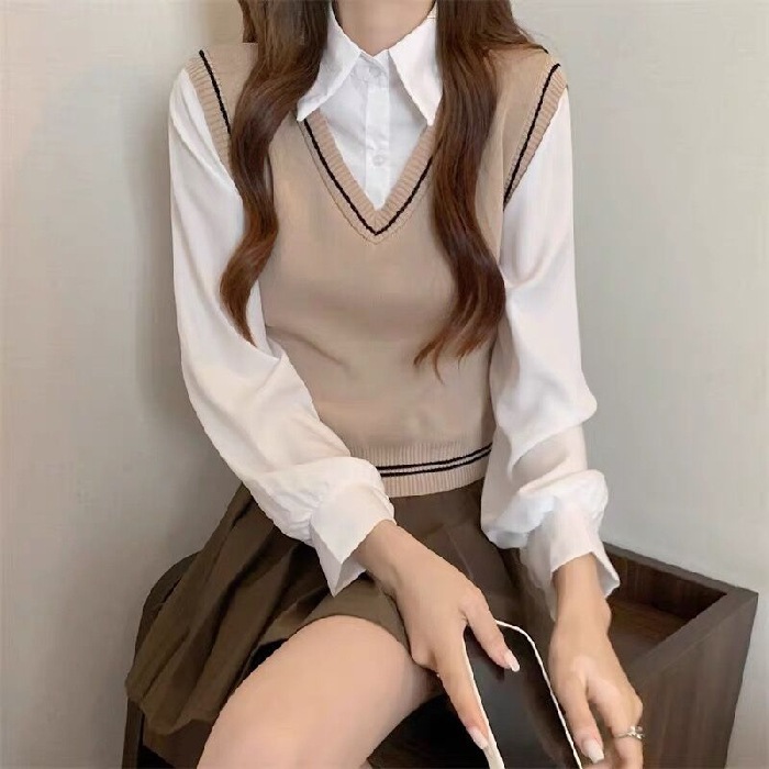 Hanolshop Baju Atasan Wanita Import Scula - Atasan Rajut Premium Kombinasi Katun - Baju Kekinian