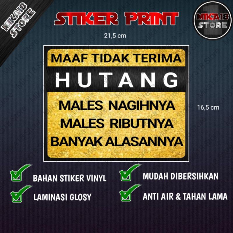 

STIKER WARUNG MAAF TIDAK TERIMA HUTANG BANYAK ALASANNYA