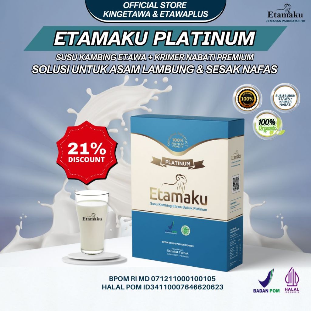 

Etamaku Susu Etawa Untuk Asam Lambung dan Pencernaan Susu Kambing Etawa 250gr