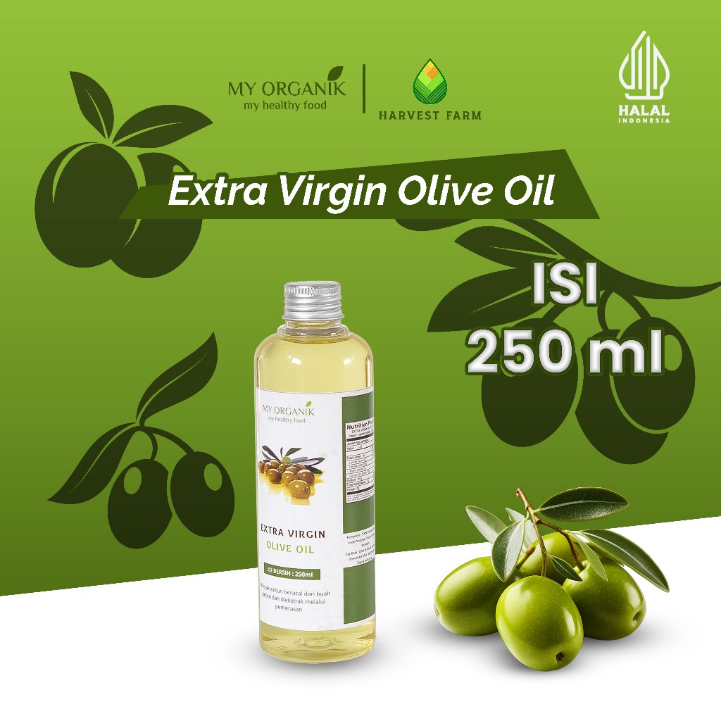 

My Organik Extra virgin olive oil 250ml Minyak Zaitun Murni Asli Untuk Diminum EVOO