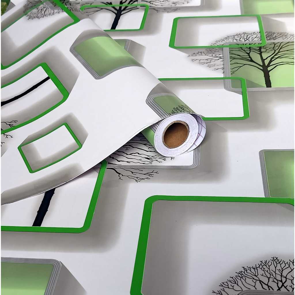 wallpaper stiker dinding motif pohon kotak hijau/klasik/minimalis/Medan