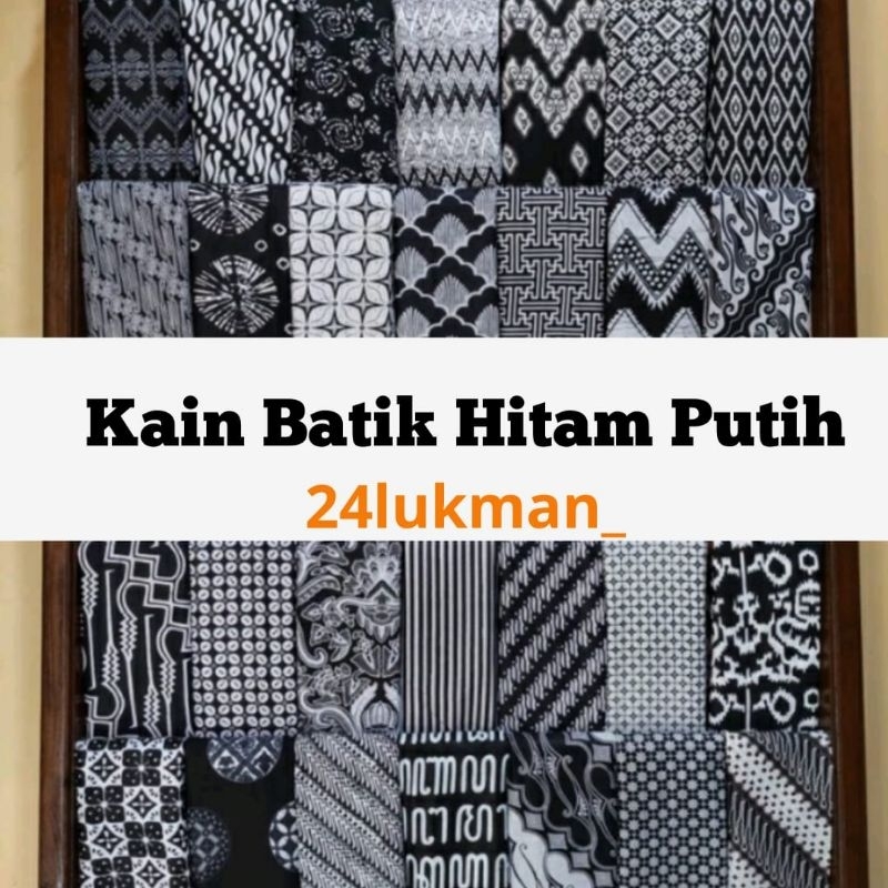 Kain Batik Garutan Printing Bahan Meteran Seragam Kemeja Kantor Pria Wanita Motif Hitam Putih grosir