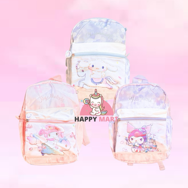 Tas ransel anak TK sanrio dreamy castle kuromi / melody / cinnamoroll