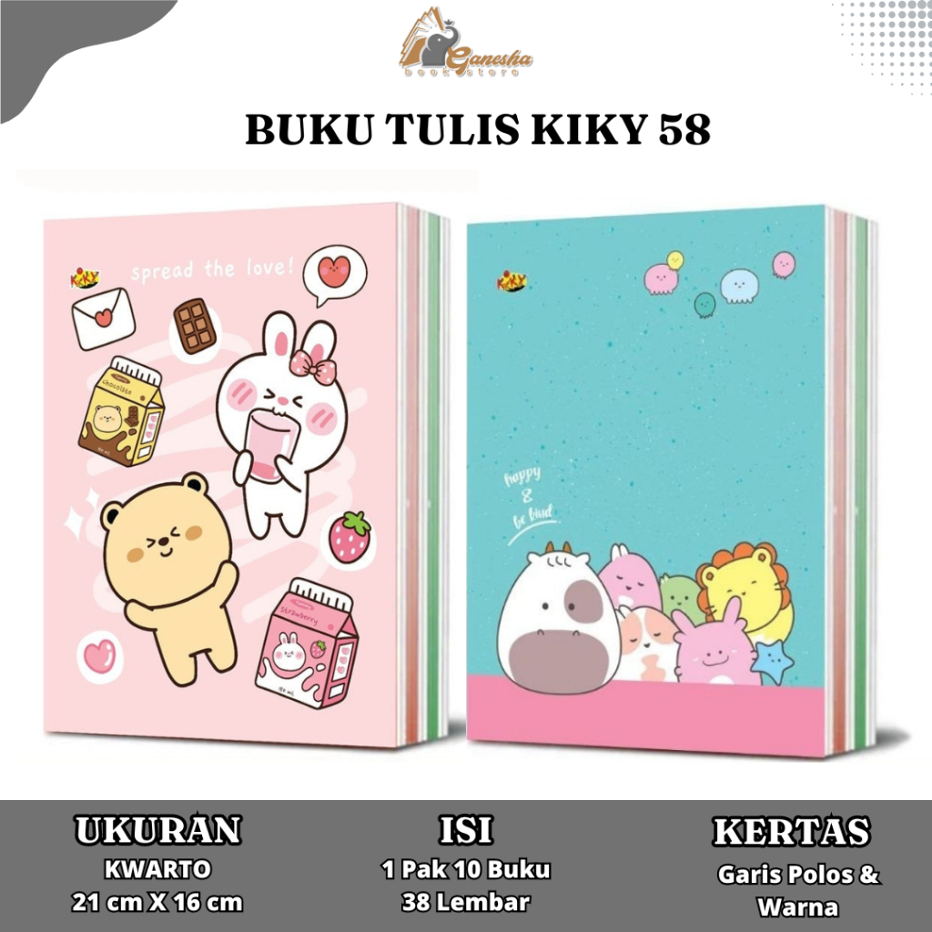 

Buku Tulis Kiky Tamamon 58 & 98 lembar Buku Tulis Kiky Pack