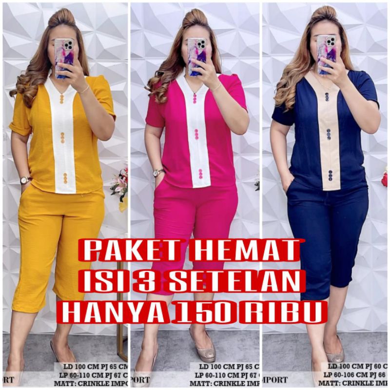 Setelan Crinkle Kombinasi Pendek Yang Terlaris Dan Termurah//SetCel Wanita Remaja Kombinasi Pendek