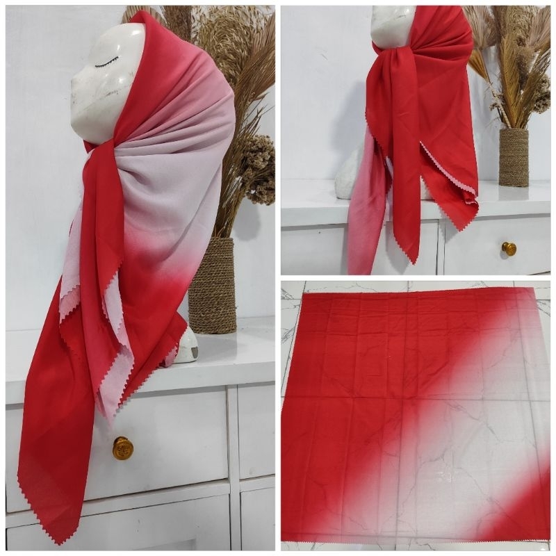 Hijab Kemerdekaan Multifungsi Hijab Segi Empat Voal Motif Warna Merah Cabe Hijab Agustusan Kerudung 