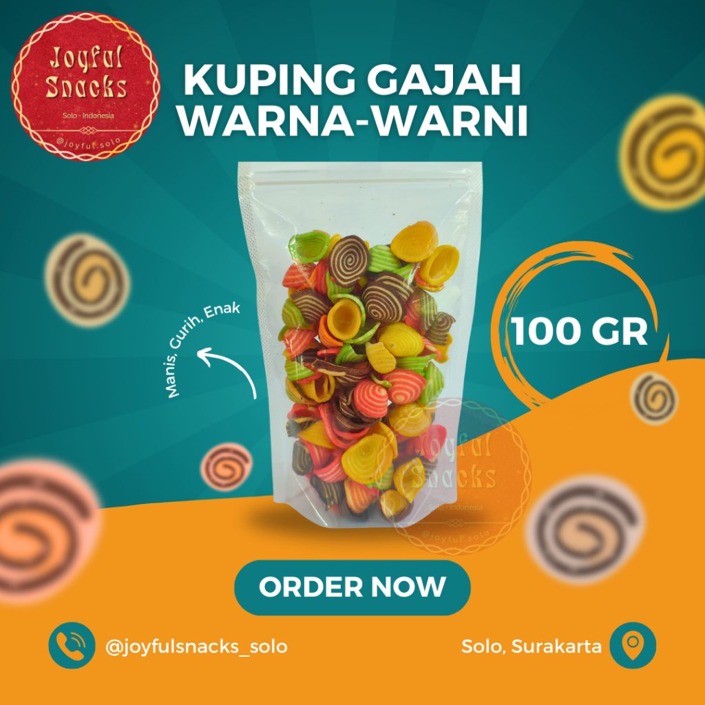 

[100 Gr] KUPING GAJAH WARNA-WARNI | JOYFUL SNACKS SOLO