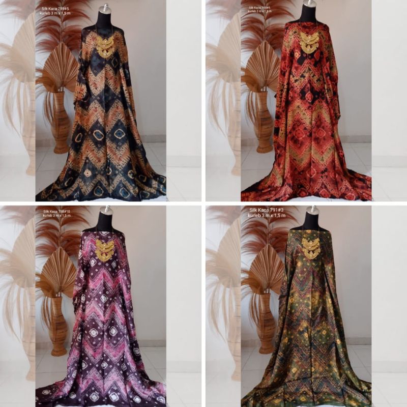 Bahan Kain Jumputan Palembang Dasar Silk Kaca Jemputan Couple Handmade 3 Meter Warna Hijau Terracott