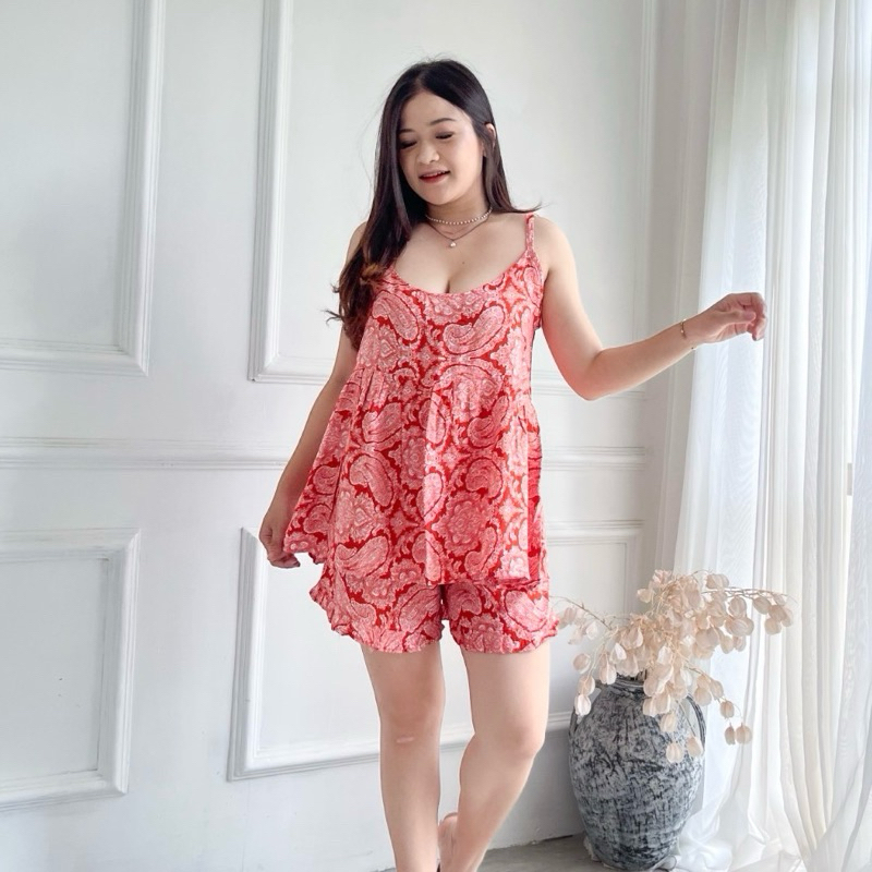 setelan tanktop pendek rayon wanita terbaru terlaris termurah set baju tidur rayon set baju pantai r