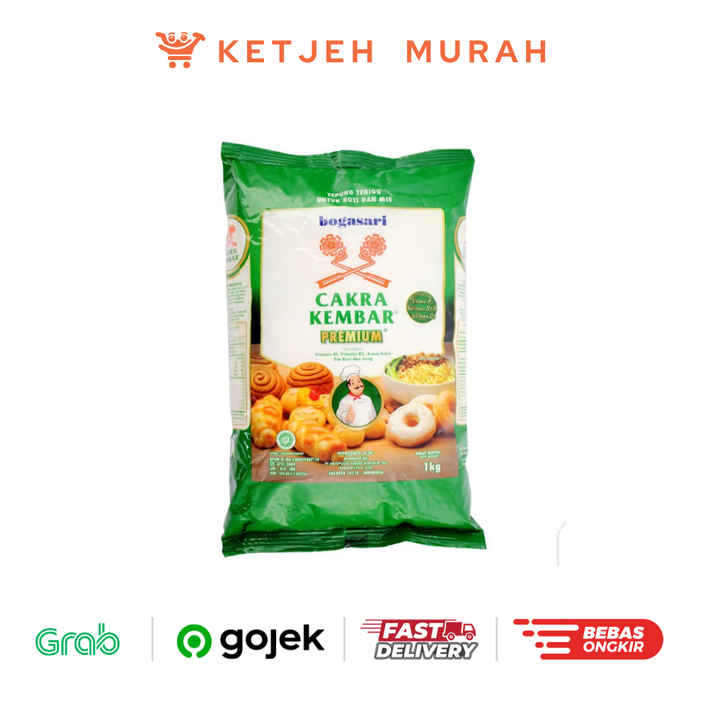 

Tepung Terigu Cakra Kembar Premium Bogasari 1 KG