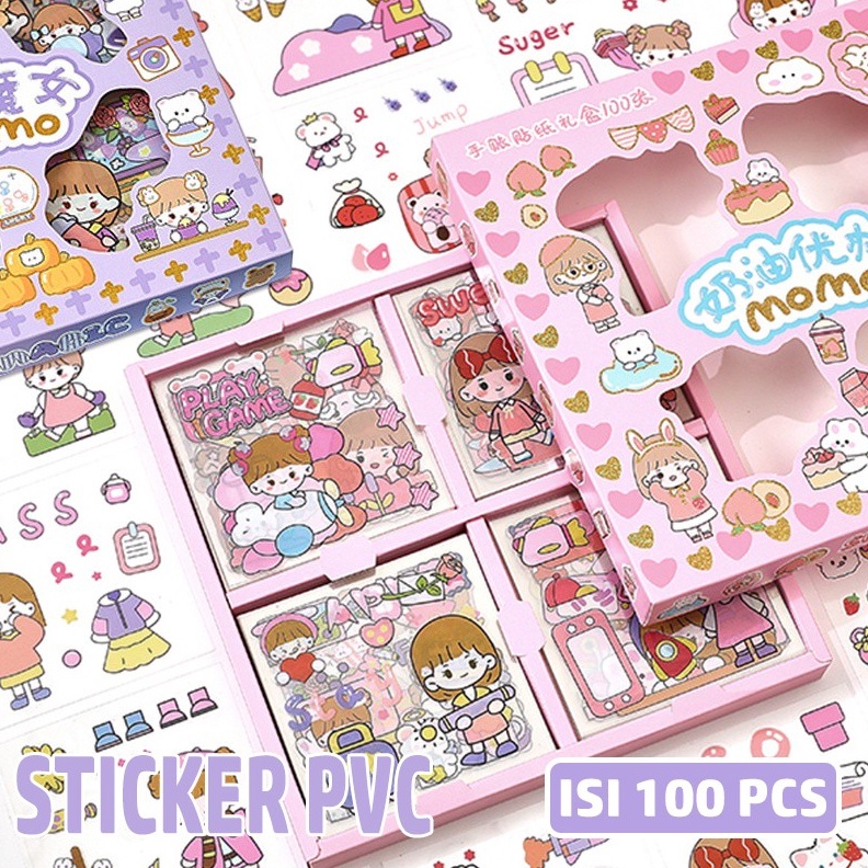 

TERBAIK 1 Box Isi 1 Pcs Sticker PVC 2D Tumblr Lucu Karakter Anti Air Stiker Momo DIY Aesthetic Waterproof Sticker Buku Diary Deco Hp Laptop