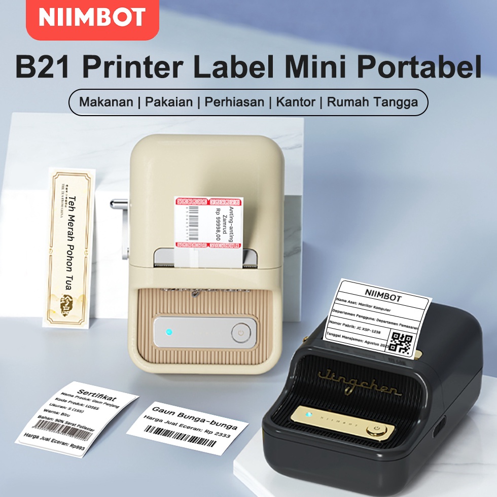 

KODE B8D NIIMBOT B21 B1 Pencetak Label Termal Printer Label Portabel Bluetooth Tanpa Tinta dengan
