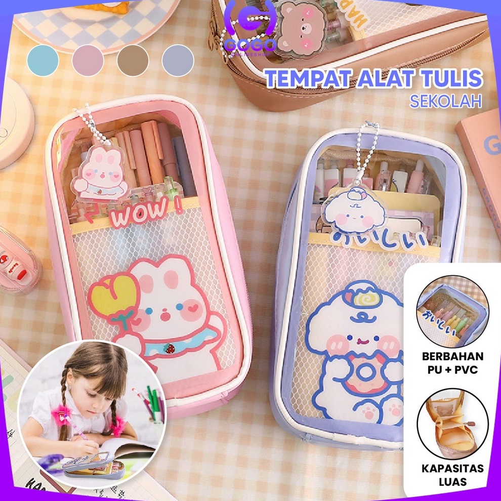 

KODE T59Y GOGOA61 Tempat Pensil Anak Transparan Motif Kartun Pencil Case Multifungsi Ala Korea Pouch Serbaguna Tempat Alat Tulis Tempat Pulpen Perlengkapan Sekolah