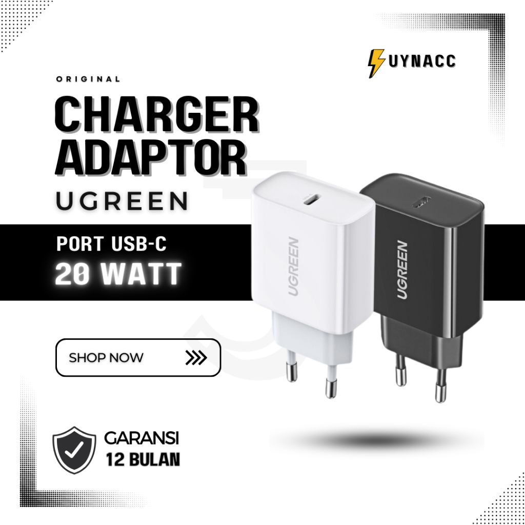 WALL CHARGER KEPALA ADAPTOR IPHONE 20W UGREEN USB TYPE C PD 4.0 QC