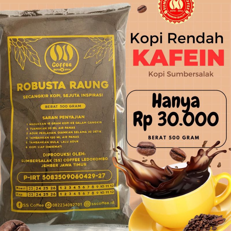 

Kopi Bubuk Rendah Kafein 500 Gram Sumbersalak Coffee