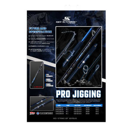 Alat Pancing Kuat Joran GostrikeVersus Pro Jigging OH602 PE3 Solid Carbon Fuji Alconite