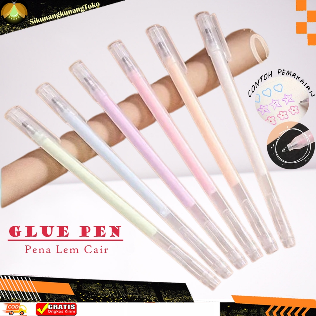 

(SKN) Pena Lem Cair Warna Colour Liquid Glue Pen Pulpen Bolpoin Bulpen Bulpoin Lem kertas Perekat Cepat kering Scrapbook Diy