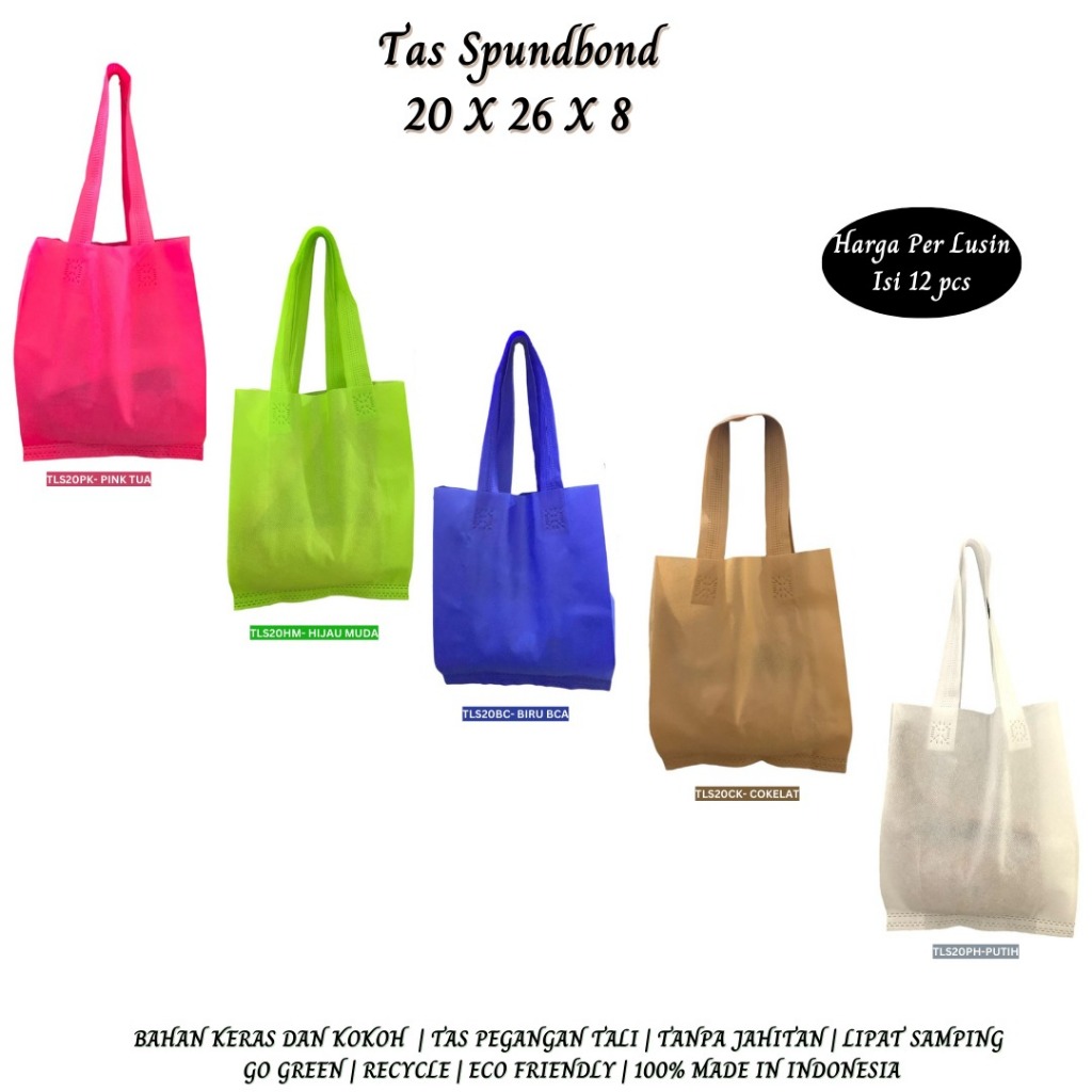 

Tas Kain Spunbond Tas Kain Goodie Bag 20x26x8 Cm (Isi 12 Pcs-TLS20)