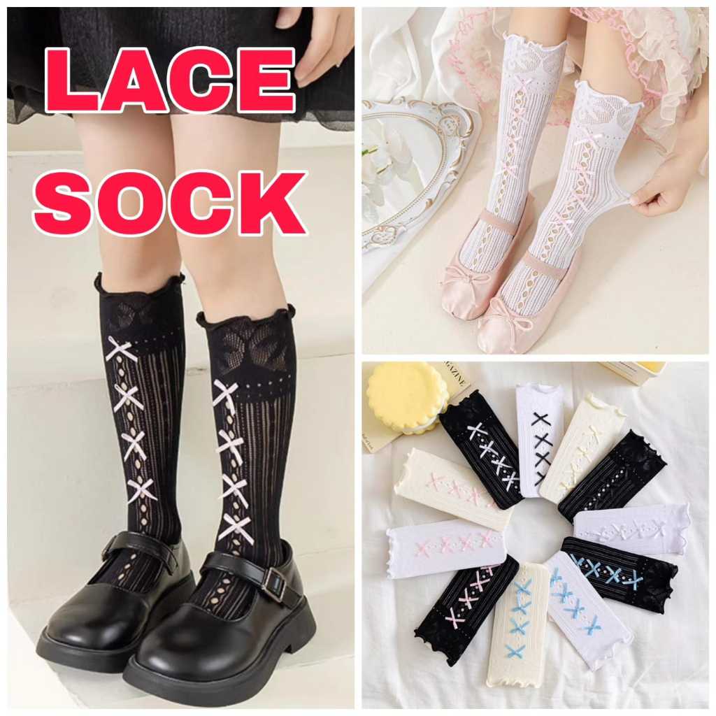 MILANBERRY LACE SOCK KAOS KAKI PANJANG FASHION ANAK CEWEK COSPLAY ANIME KOREA JEPANG