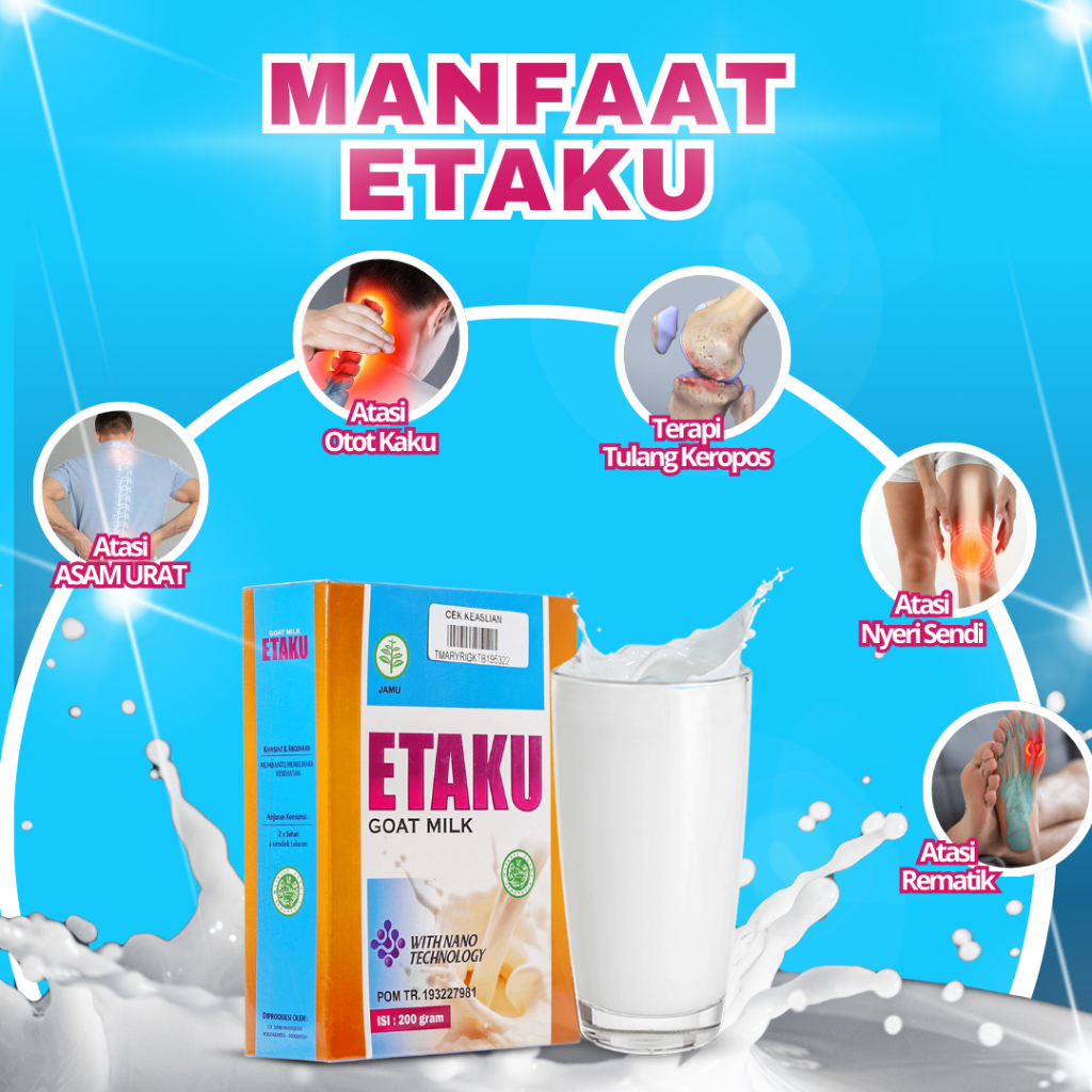 

Susu Kambing Etawa Goat Milk Etaku Isi 200 gr BPOM Untuk Nyeri Sendi Pegal Linu Kesehatan Tulang