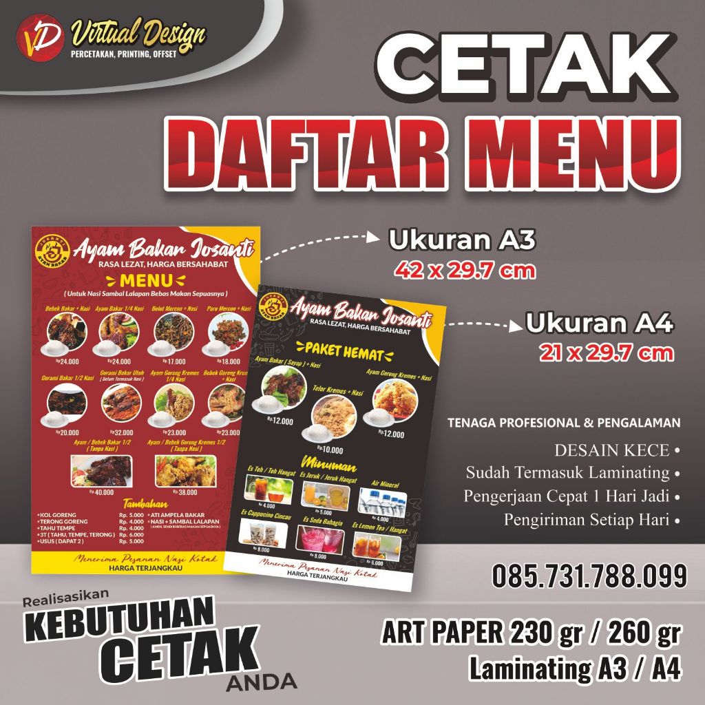 CETAK DAFTAR MENU || BUKU MENU || MENU MEJA LAMINATING | DAFTAR HARGA MAKANAN | HARGA MINUMAN |TERCE