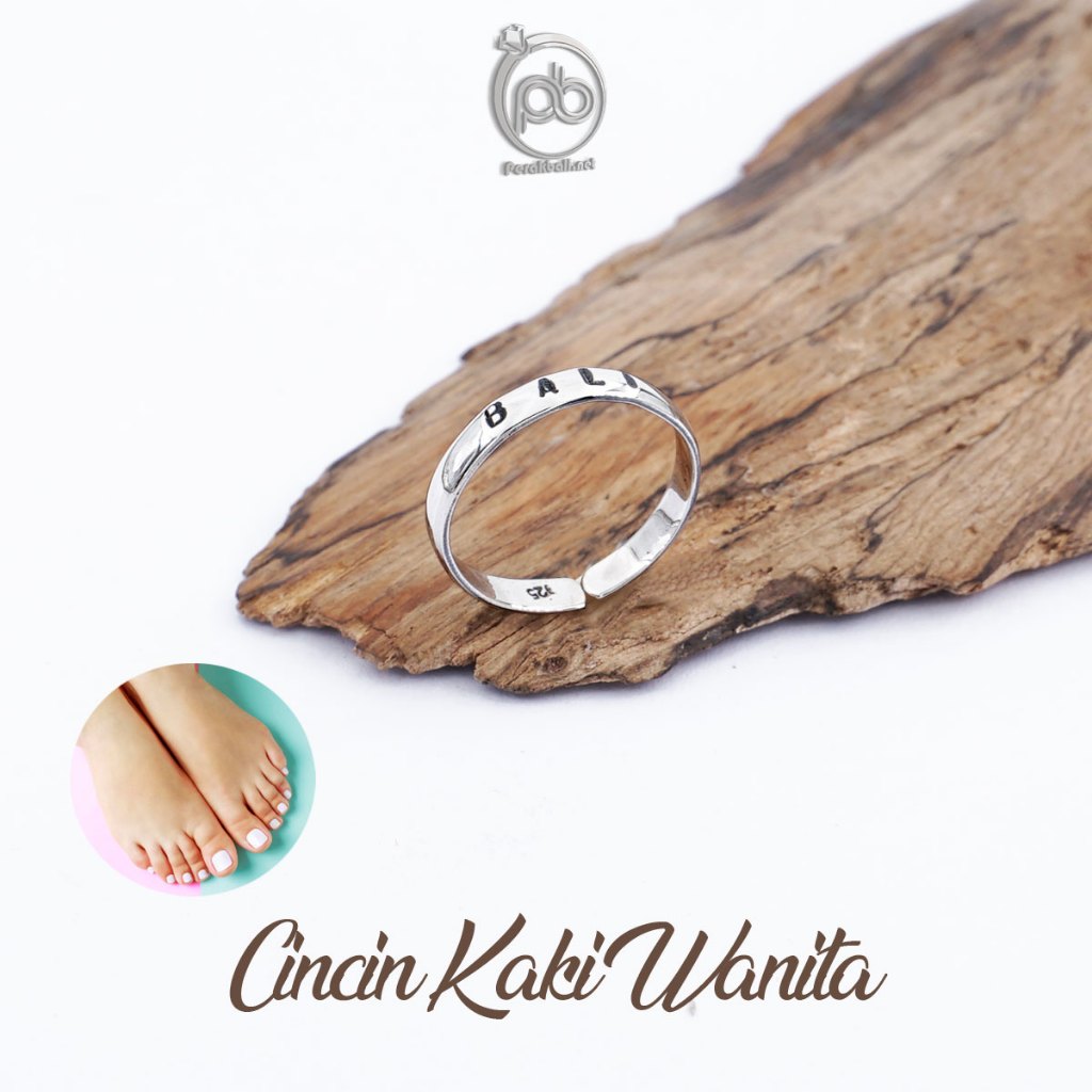 Cincin Kaki Perak Asli Silver 925 Simple Tulisan Bali