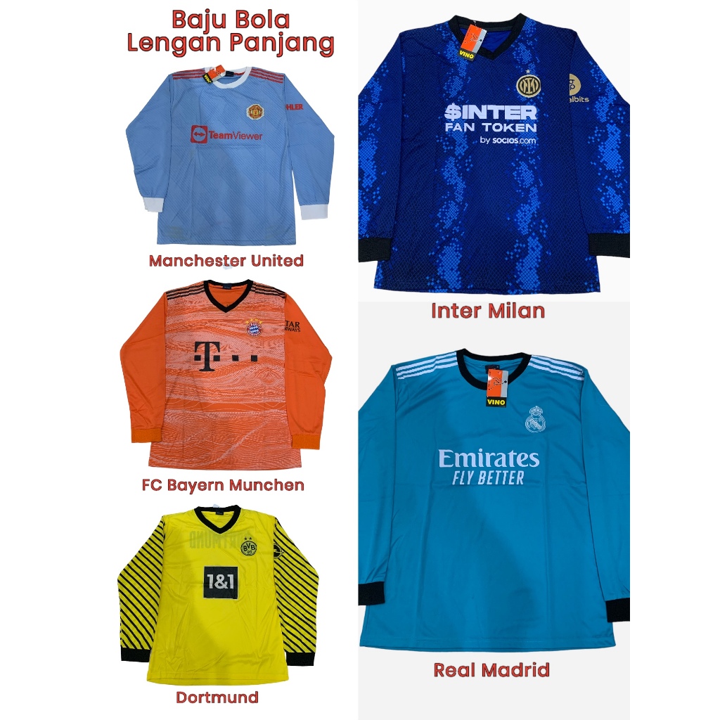 JERSEY BOLA COWOK / BAJU BOLA LENGAN PANJANG