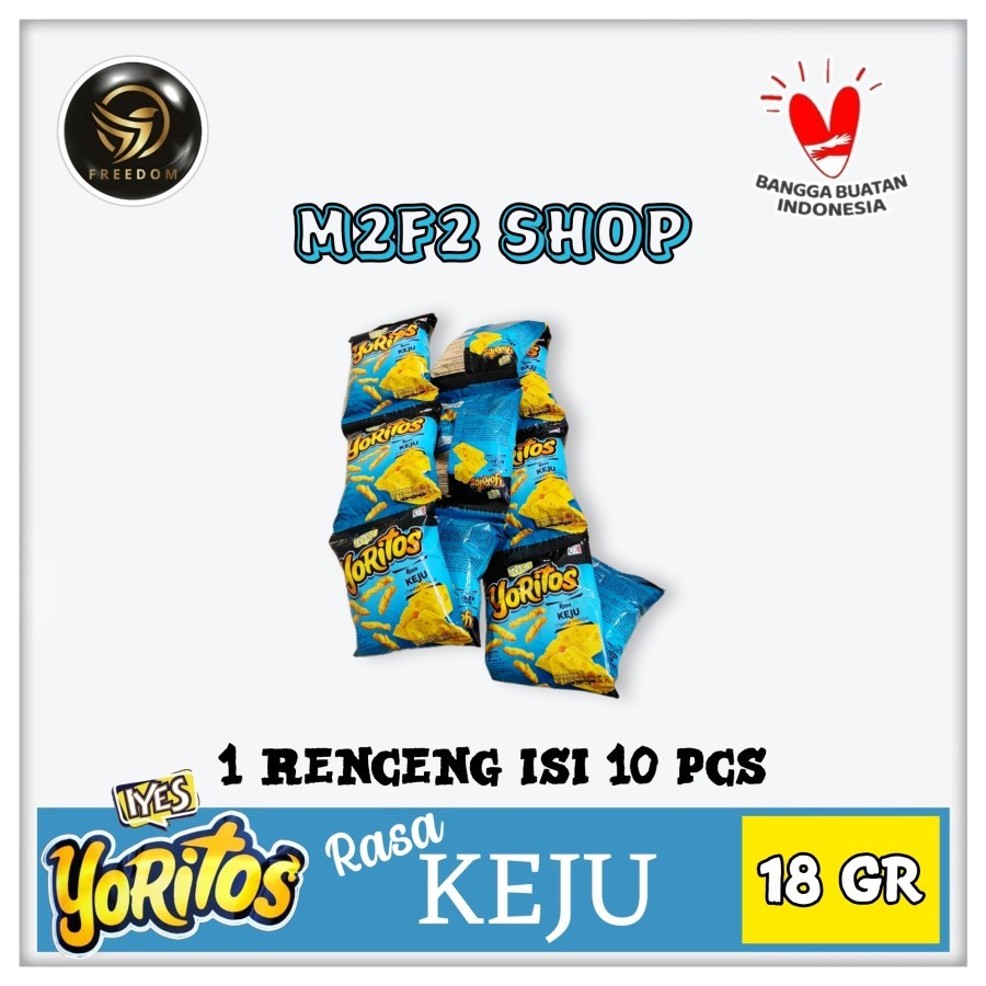 

Iyes Snack Yoritos Cheese Flavour | Camilan Rasa Keju Sachet - 18 gr (Kemasan 1 Renceng)