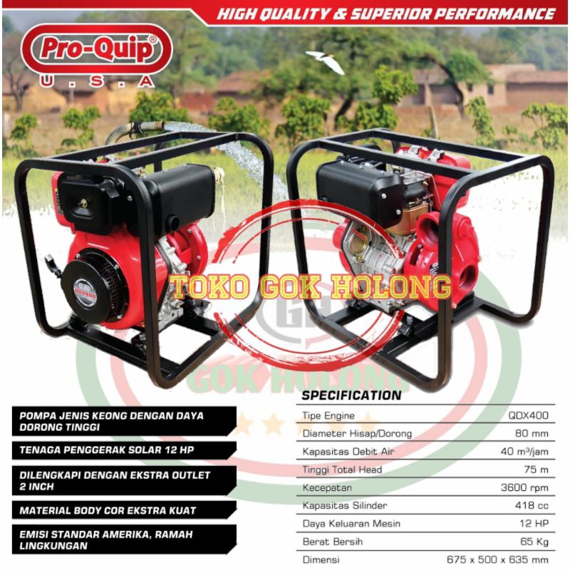 POMPA TAMBANG QMP 300D SOLAR 12 HP|NON STATER|HIGH PRESSURE