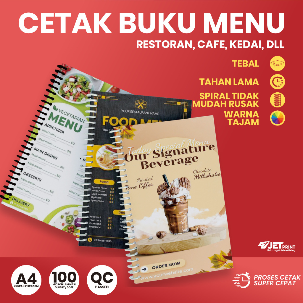 CETAK MENU  A4 | Buku Menu | Katalog | Menu Makanan, Menu Minuman, Resto, Cafe | Custom