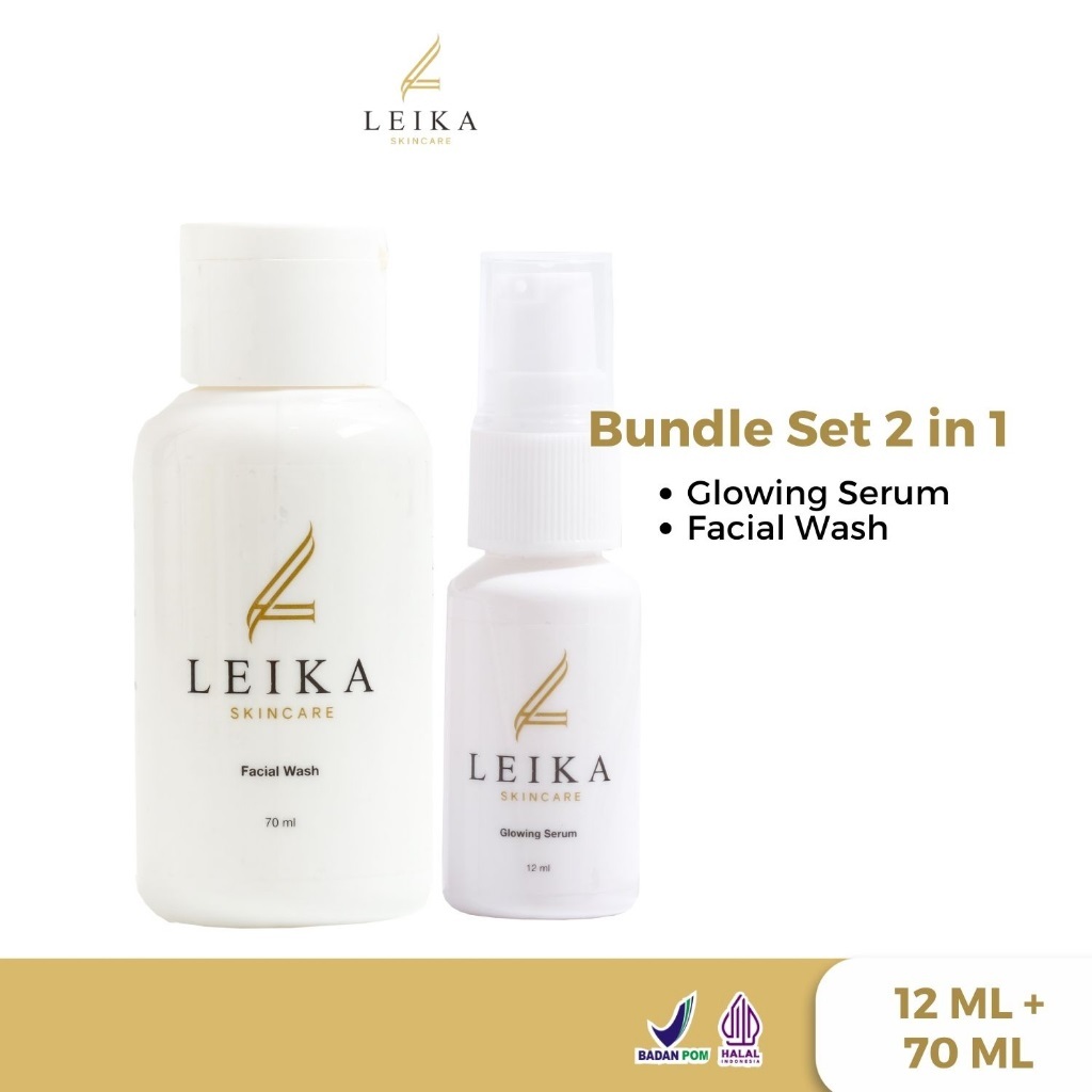 Leika Skincare 2 in 1 Glowing Serum & Facial Wash Leika Skin Care Resmi BPOM