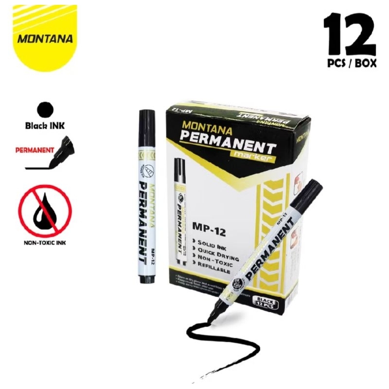 

harga tertera harga 1 pcsPermanent Marker / Spidol Permanen Montana MP-12 1box isi 12 pcs