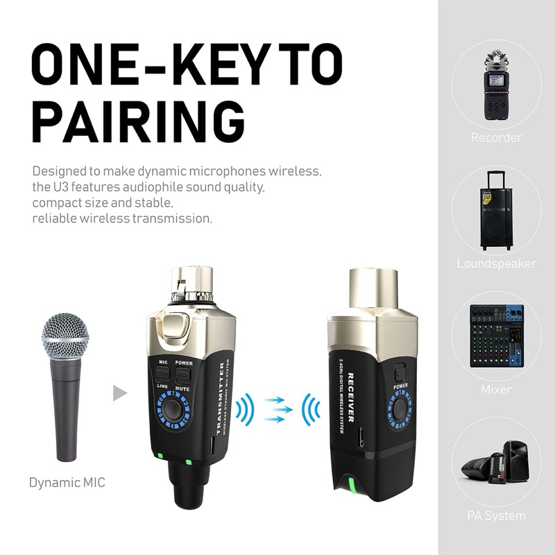 Xvive - U3 XLR Plug-on For mic Wireless System  (472000242)