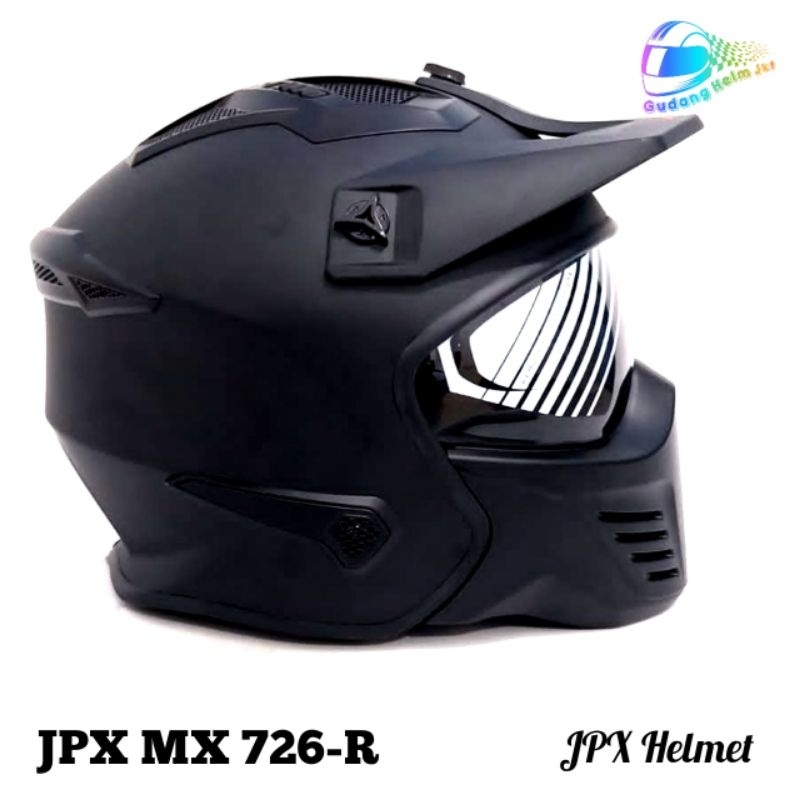Helm JPX fullface JPX MX 726 R polos BLACK DOFF/RED