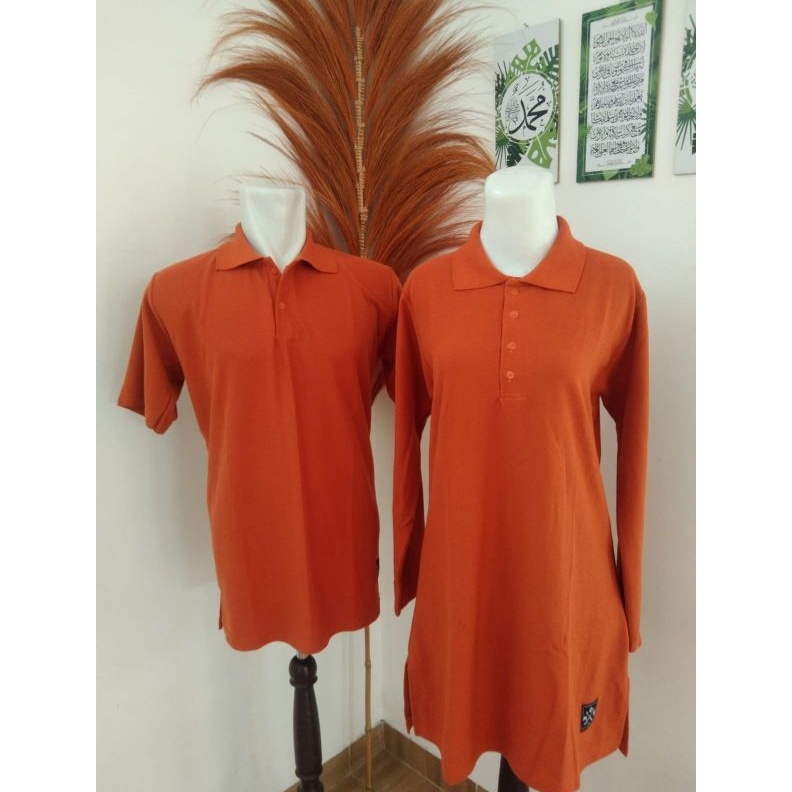 KODE H37B Kaos Couple KRAH TERACOTA Terakota Cowo Lengan Pendek Cewe Tunik Lengan Panjang oren bata 