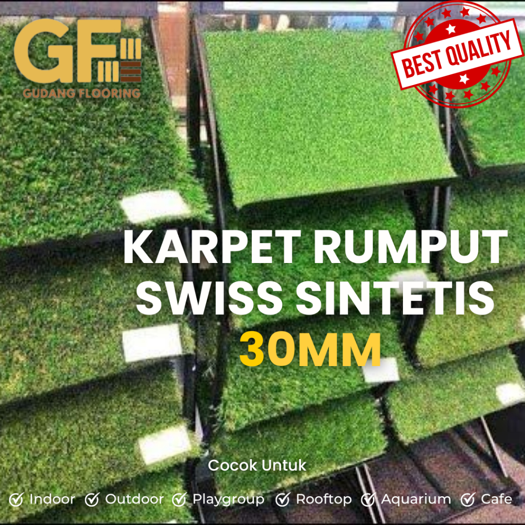 RUMPUT SINTETIS SWISS / TEBAL 30MM / KARPET RUMPUT INDOOR & OUTDOOR