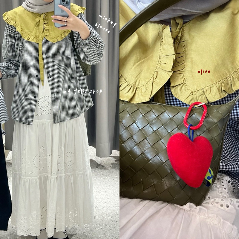 MICKEY BLOUSE/BLOUSE RUFFLE/KEMEJA KERAH/BLOUSE KERAH RUFFLE/BLOUSE KOTAK KOTAK