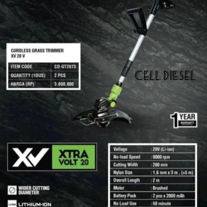 mesin potong rumput baterai corddles RYU XV 20 V