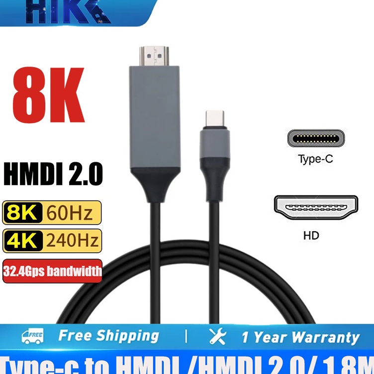 KODE D83B Kabel USB Type C to HDMI  Typec to HDMI 4K HPProjectorLaptopMonitor kabel hdmi laptopHP ke