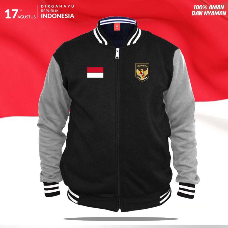 FREE ONGKIR JAKET BASEBAAL VARSITY 17AGUSTUS BENDERA- GARUDA-BISA CUSTOM/BISA COD