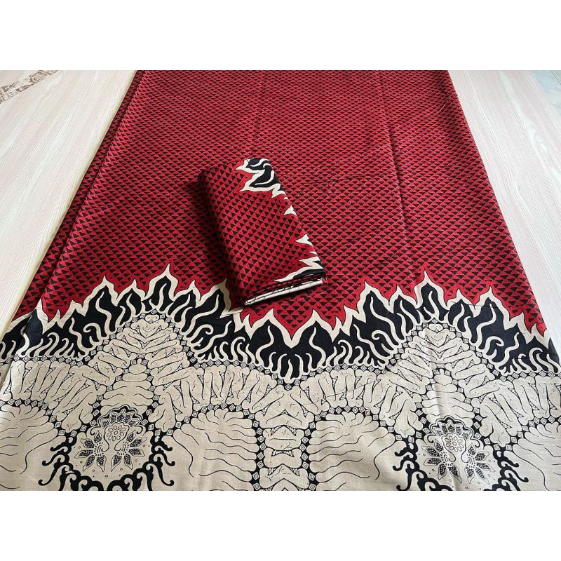 KAIN BATIK PEKALONGAN WARNA MERAH MAROON UKRAN 1X2 METER