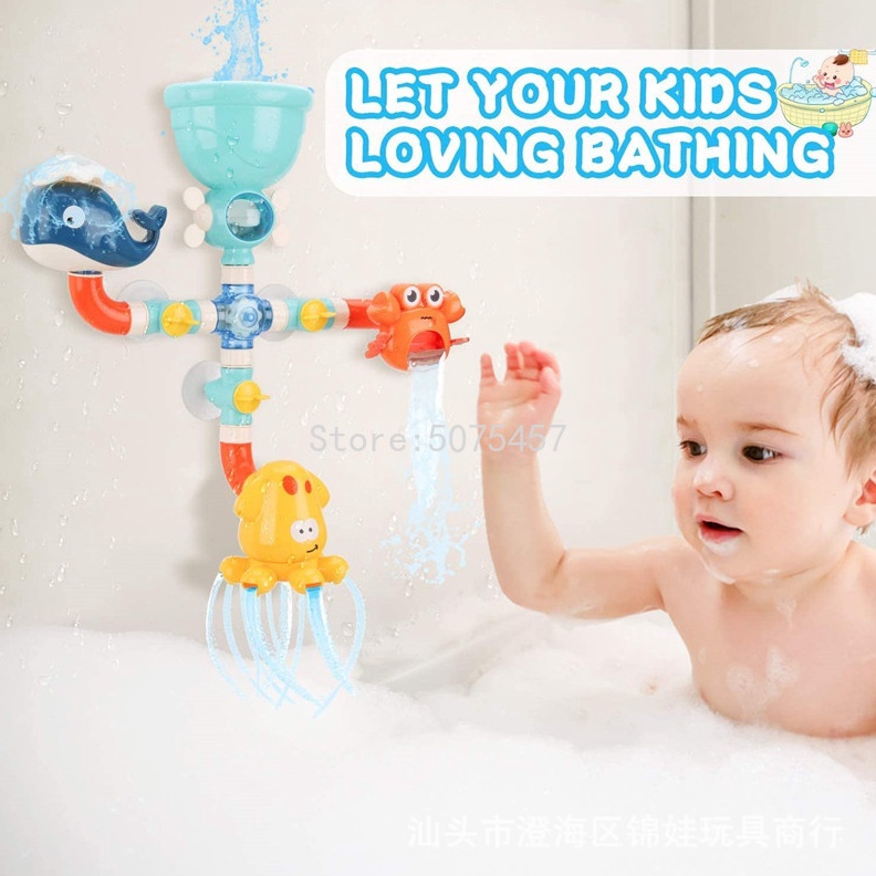 WOW Baby Bath Toys Water Game Giraffe Crab Faucet Bathtub Shower