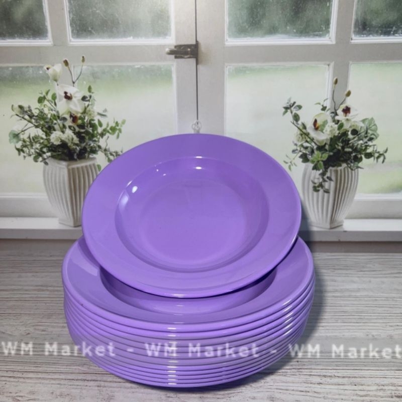 PIRING MAKAN 9INCH /PIRING MELAMIN CEKUNG / PIRING CANTIK / PIRING UNGU