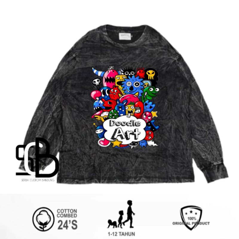 Doodle Art Kaos Anak Baju Anak Doodle Art Katun washed Premium