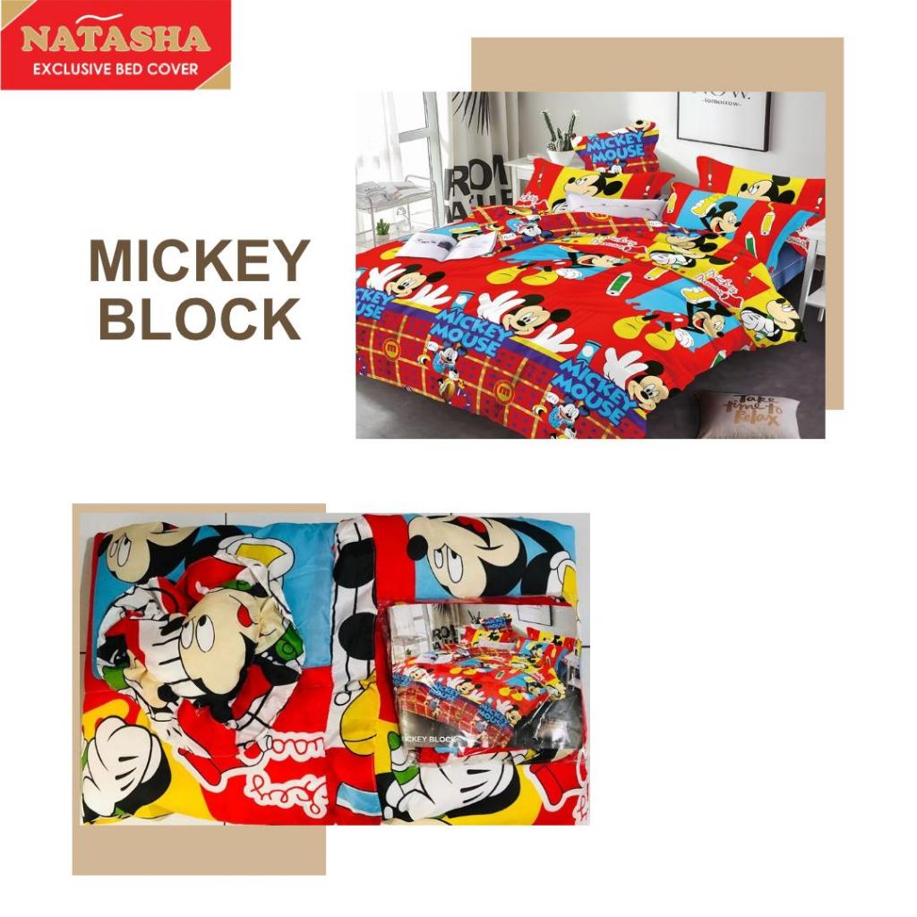 Natasha bed cover set + Sprei king size ukuran 180 x 200 Motif karakter MICKEY MOUSE