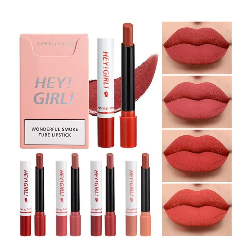 [DAPAT 4 LIPSTICK] 4in1 LIPSTIK HENGFANG HEY GIRL LIPSTIK KOREA MATTE LIPSTIK WATERPROOF Lipstik Omb