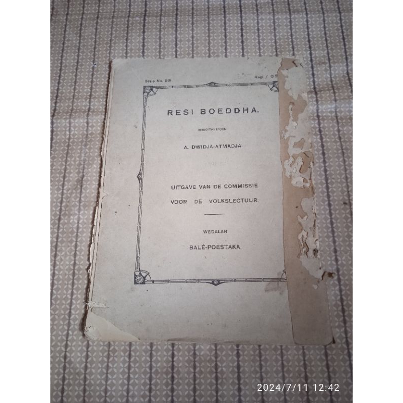 buku original antik jadul lawas RESI BOEDDHA terbitan tahun 1920 balai pustaka (bale poestaka)