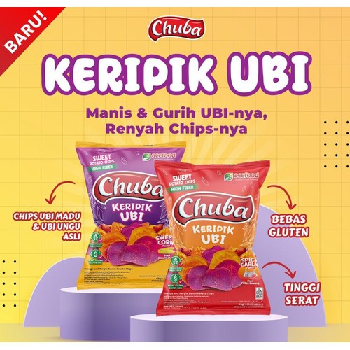 

Camilan Makanan Ringan Snack Chuba Keripik Singkong / Cassava Chips BBQ, Sambal / Chili Balado 60 Gram, Ubi Sweet Corn, Spicy Garlic 45 Gram