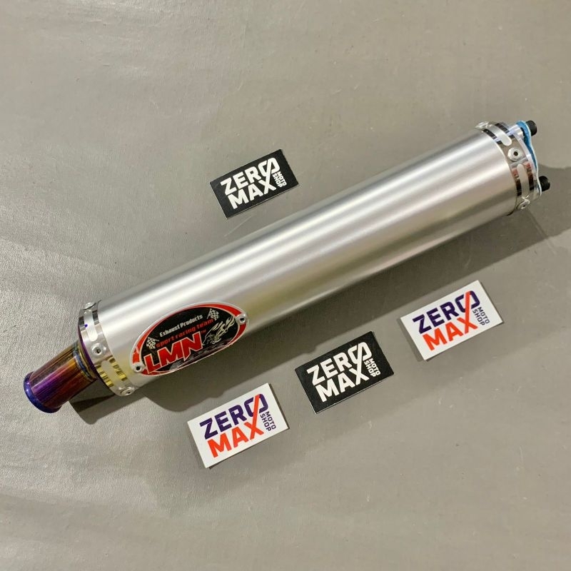 Silencer Knalpot LMN Original Thailand Aluminium Red Logo 2 Tak 2T 2Tak Universal